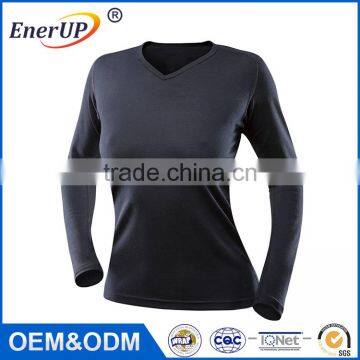 Fashion Apparel Woman 100% Merino Wool Antibacterial Long Sleeve T-shirt Thermal Cloth photo-2
