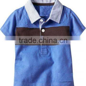 BOYS CUT & SEW SHORT SLEEVE POLO T SHIRT WITH WOVEN COLLAR