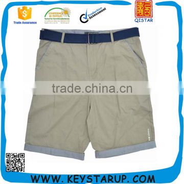 Mens Tan Khaki Waistband Belt Cargo Shorts