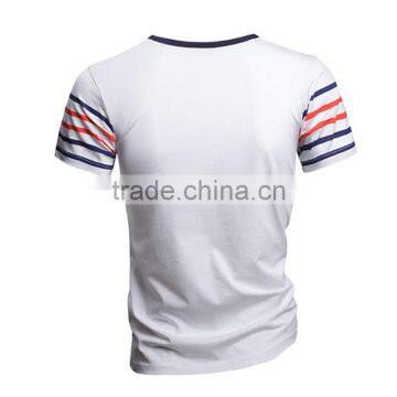 High Quality Wholesale Bulk Striped 100%Cotton T-shirt Men's Tshirts photo-2