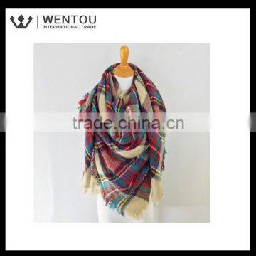 New Design Women's Cashmere Feel Winter Plaid Scarf photo-4