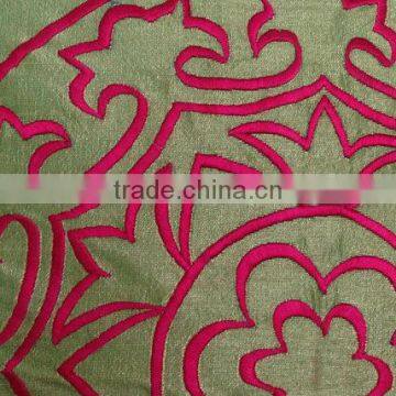 Decorative Pillow Cover in Green, Sofa Toss, Throw Pillow, Pink Embroidery, photo-3