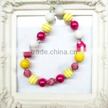 Wholesale Ameriacan Flag BABY GIRL CHUNKY RHINESTONE BEADED NECKLACE photo-2