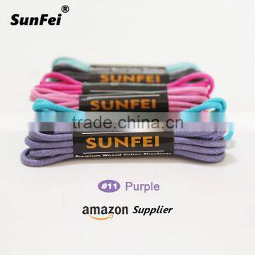 2.5mm 3mm Round Purple Waxed Shoelaces for Oxford Dress Cnavas Sneaker Shoe Laces Unisex Strings - 29 Colors