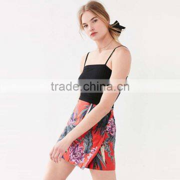 New Design Summer 2017 Fashion Floral Mini Wrap Skirt photo-5