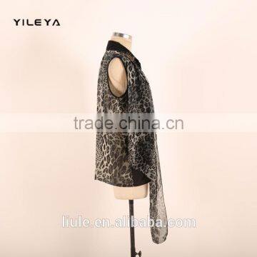 New Arrival Leopard Pattern Printed Ladies Loose Chiffon Style Blouse photo-4