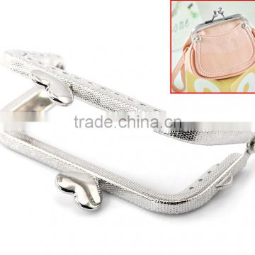 2PCs Silver Tone Heart Purse Bag Metal Frame Kiss Clasp Lock 8x6cm(3 1/8"x2 3/8"),8seasons