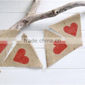 Hessian Bunting Banner Heart Rustic Wedding Baby Shower Party Red Valentine Love photo-2