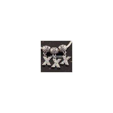 Rhinestone Alphabet Pendant,Crystal AB beads,crystal alphabet letter,alphabet pendants X pendant,30mm,Hole:Approx5mm
