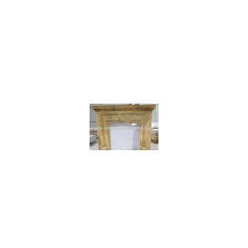 yellow travertine fireplace mantel