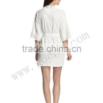 Вафельный пикетный женский халат с воротником в стиле кимоно photo-4