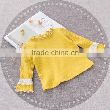 B22639A Korean Children Sweet Girls Lace Sleeve T-shirt Long Sleeve Bottoming Shirt Blouse photo-2