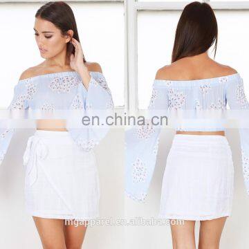 Wholesale ladies skirts and blouses white sexy short mini skirt