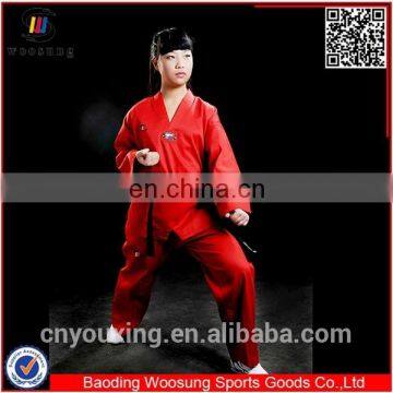 Red color taekwondo clothing uniform dobok