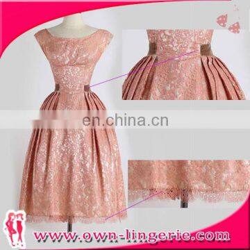 Pinup Swing Dress Long Sleeve High Neckline Latest Lace DressesElegant High Quality Bulk Kids Party Wedding Children Dress
