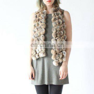 3134# Rabbit balls scarf, Genuine Rabbit Fur Scarf