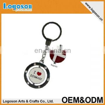 2018 Denmark promotional gifts souvenirs keyholder/metal custom spinning keychain