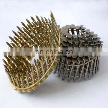 Wholesales smooth copper coil roofing nails with umbrella head pvc color coating coil