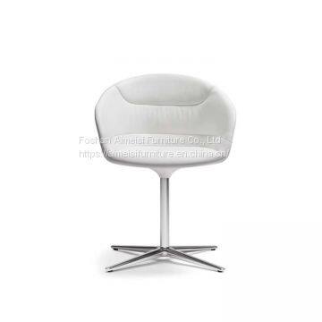 Dining Room Furniture Leather Cushion Aluminium Base Fiberglass Dining Chair photo-2