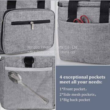 420D Nylon Outdoor Shoulder Portable Medium Size Dark Gray Thermal Reusable Cans Cooler Bag With Inside Liner photo-5