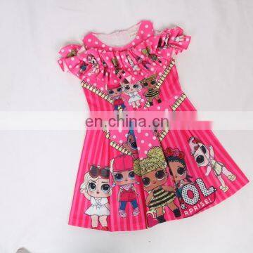 2020 Summer Girls Dress Print Cartoon Off-shoulder Wholesale Children's Clothing