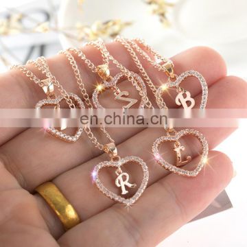 2020 Fashion Custom Heart Initial Rhinestones Letter Name Choker Necklace For Women Pendant Jewelry