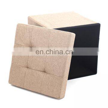 Customized Factory Wholesale Modern Living Room Furniture Faux Linen Folding Storage Ottoman