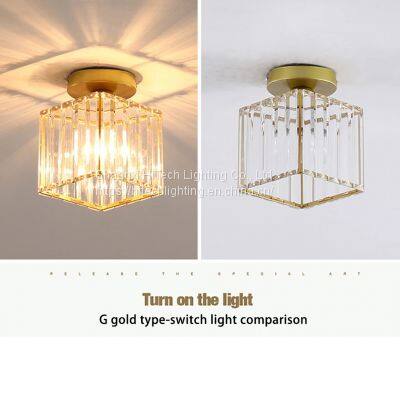 E27 LED Ceiling Light Crystal Lampshade Balck Gold Plafonnier Living Room Bedroom Modern Round Square Decorative Ceiling Lamp photo-4