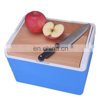 Food grade  portable 11 liter plastic hard cooler box with beech lid for camping