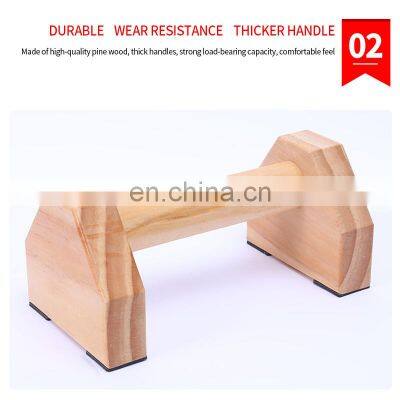 2021 High Quality Hot Sale With Non-slip Rubber Mat Wooden Push Ups Bar Pine Inverted Pole Wooden For Sale