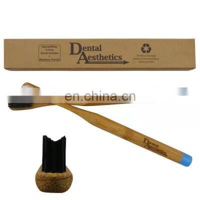 Dental Clinic adult 19cm Wavy Bamboo crank Handle Toothbrush  PBT Bristles with 40 Holes with Correct teeth