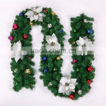 2015 wholesale plastic christmas garland with decoration