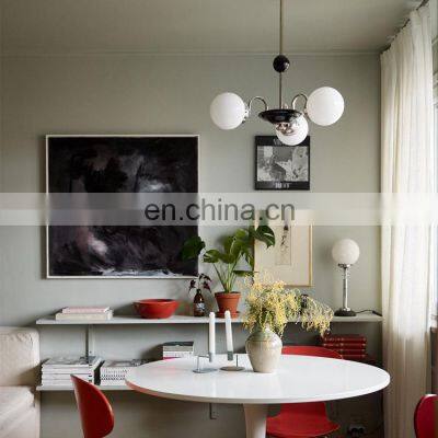 Nordic Modern Iron and Glass Ball Pendant Light Magic Bean LED Chandelier for Living Room Bedroom Restaurant