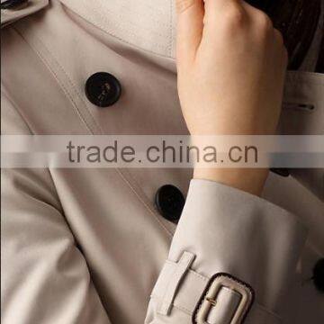 Leather Detail Gabardine Trench Jacket for lady