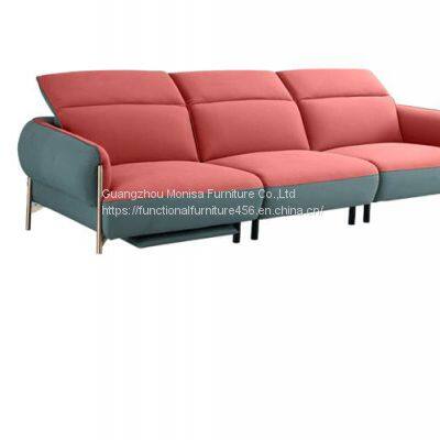 Modern Minimalist Leather Lift-Type Multifunctional Sofa Three Living Room Furniture Day-Bed Sofa Combination photo-3