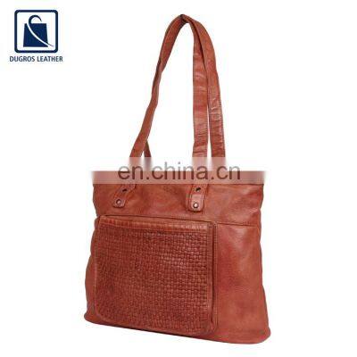 Cotton Lining Material Fashion Designer Modern Look Women Genuine Leather Handbag