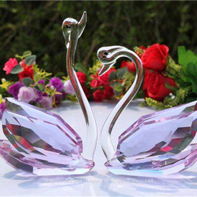 Wholesale Wedding Valentine's Day Favors Gifts Souvenir Table Decoration With Box Crystal Glass Swan Figurines Craft