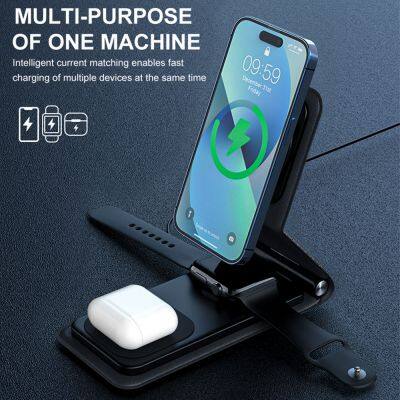 3-in-1 Multi Wireless Mobile Phone Foldable Magnetic Wireless Charger for IPhone photo-6
