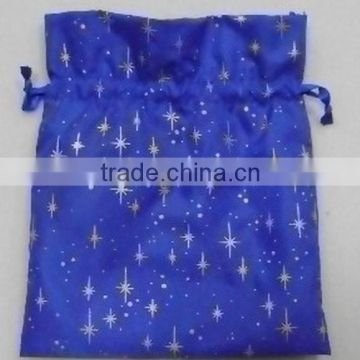 2016 gold with glitter snowflake printed mesh present pouch for jewelry/Christmas/party/festive gifts/candy packaging