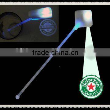 promotional items to sell &logo projection led stirrer for pub , drinking led flashing led stirrer