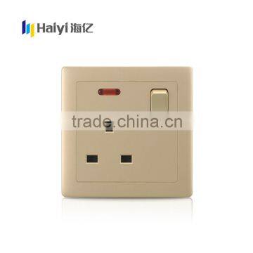 champaign gold color 1 gang uk 3 pin 13A socket switch