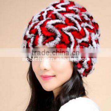 New Style Colorful Genius Lady Rex Rabbit Fur Thick Thread Female Beanie photo-3