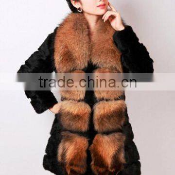 rabbit fur with raccoon fur collar