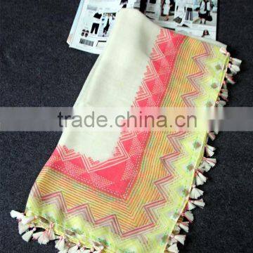 Fresh New Design Long Large Size Fashion Women Linen Cotton Tassel Scarf photo-5