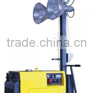 Mobile light tower with 4 x 400w lamps and 5kw generator