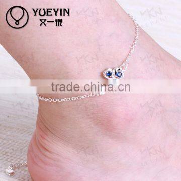 2015 new adjustable girls fashion design jewelry stone anklets