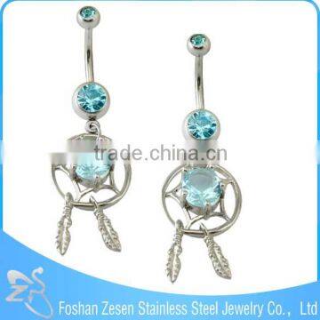 Turquoise Blue Zricon Body Jewelry Belly Ring Stain