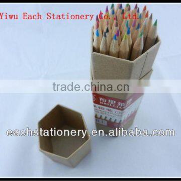 7" Wooden Box Hexagonal Shape Natural Wooden Color Pencils