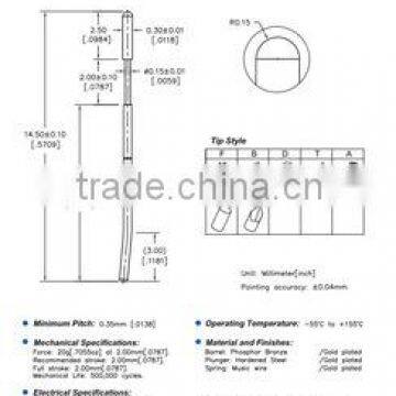 High current spring test probe pin ,PCB contact probe pin