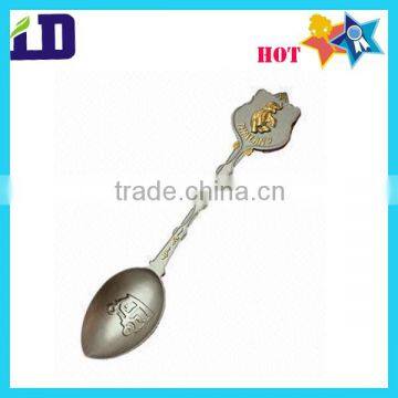 metal silver souvenior Spoons with logo gold plating